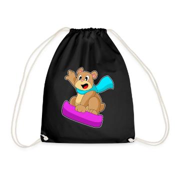 Bear Snowboarder Snowboard - Drawstring Bag - black - Front
