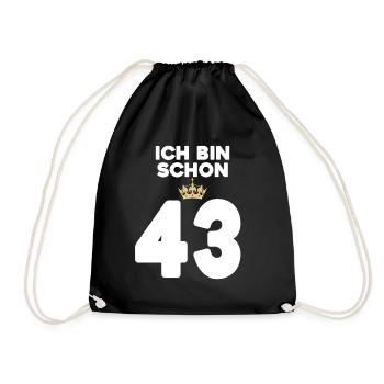 43 Geburtstag - 43 Jahre mit Krone - Turnbeutel - Schwarz - Vorne