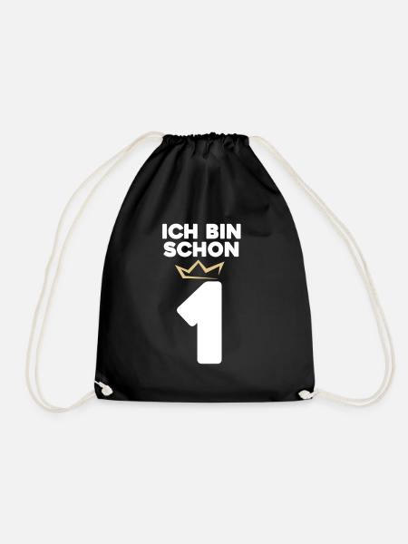1 Geburtstag - 1 Jahre mit Krone - Turnbeutel - Schwarz