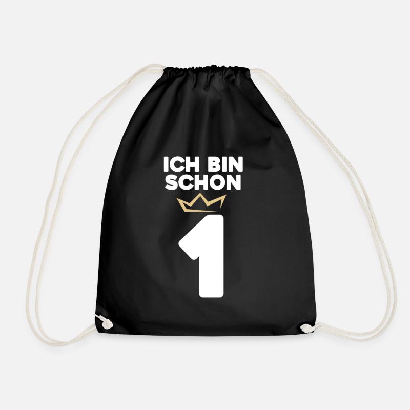 1 Geburtstag - 1 Jahre mit Krone - Turnbeutel - Schwarz