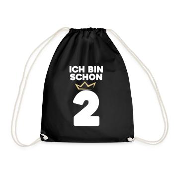 2 Geburtstag - 2 Jahre mit Krone - Turnbeutel - Schwarz - Vorne