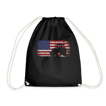Farming Farmer American Flag Us - Drawstring Bag - black - Front