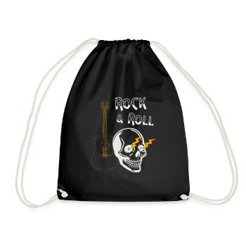 Totenkopf Rocker Rock & Roll Gitarre Musiker - Turnbeutel - Schwarz - Vorne