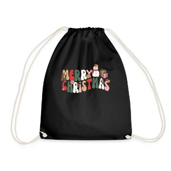 Joyeux Noël groovy bonhomme de neige rétro - Sac de sport léger - noir - Devant