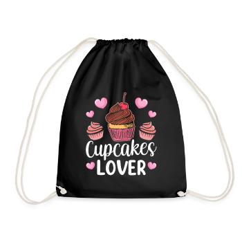 Cupcake Liebhaber Essen Cupcakes Süß - Turnbeutel - Schwarz - Vorne