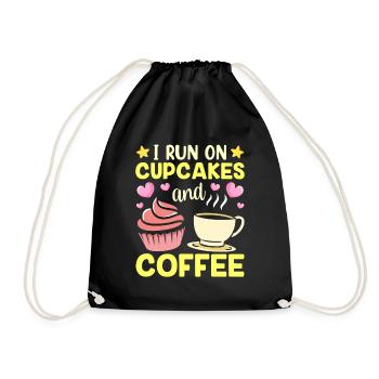Ich Laufe Auf Cupcakes Und Kaffee Cupcake Essen - Turnbeutel - Schwarz - Vorne