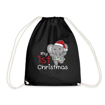 Elephant Christmas Elephant my 1st Christmas - Drawstring Bag - black - Front