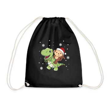 Monkey Trex Noël Neige Hiver Animaux - Sac de sport léger - noir - Devant