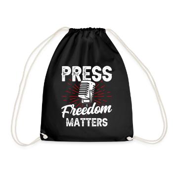 Pressefreiheit Ist Wichtig Press Freedom Matters - Turnbeutel - Schwarz - Vorne