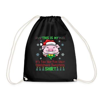This Is My It's Too Hot For Ugly Christmas Sweater - Drawstring Bag - black - Front