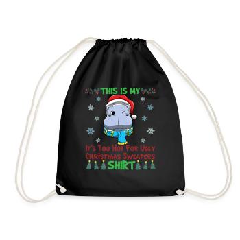 This Is My It's Too Hot For Ugly Christmas Sweater - Drawstring Bag - black - Front