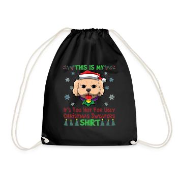 This Is My It's Too Hot For Ugly Christmas Sweater - Drawstring Bag - black - Front