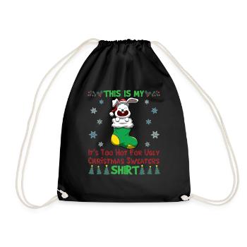 This Is My It's Too Hot For Ugly Christmas Sweater - Drawstring Bag - black - Front