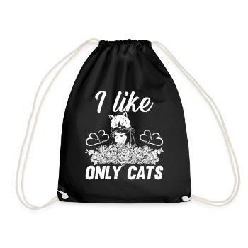 I Like Only Cats - Cat with Flowers Cat Lover Cat - Turnbeutel - Schwarz - Vorne