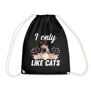 I Only Like Cats - Cat with Flowers Cat Owner Cat - Drawstring Bag - black - Front