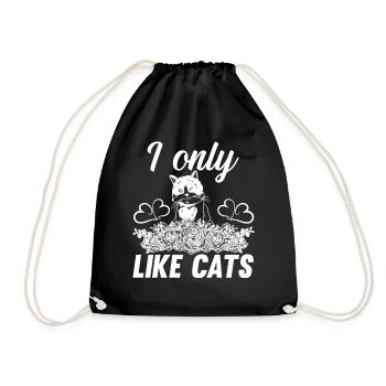 I Only Like Cats - Cat with Flowers Cat Lover Cat - Drawstring Bag - black - Front