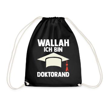 Doktor Abschluss Doktorand Promotion Doktortitel - Turnbeutel - Schwarz - Vorne