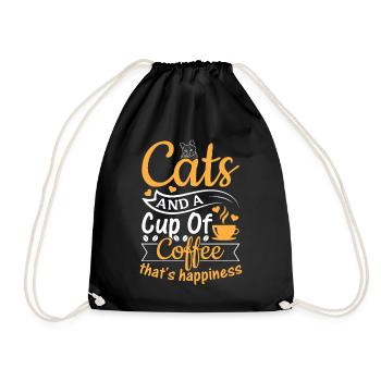 Amoureux des chats - Les chats et une tasse de café qui est Happin - Sac de sport léger - noir - Devant