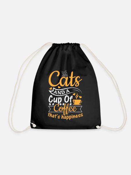 Cat Lover - Cats And A Cup Of Coffee That's Happin - Turnbeutel - Schwarz