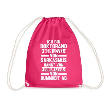 Doktor Abschluss Doktorand Promotion Doktortitel - Turnbeutel - Fuchsia - Vorne