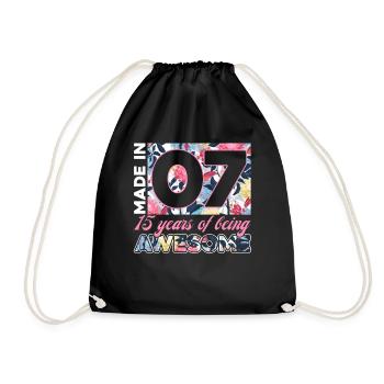 Made in 07 15 years of Being Awesome - Drawstring Bag - black - Front