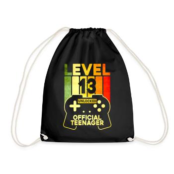 Level 13 Unlocked Official Teenager - Turnbeutel - Schwarz - Vorne