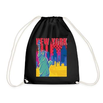 NY Souvenir New York City Liberty Island USA - Drawstring Bag - black - Front