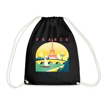 Ich liebe Paris und Eiffelturm Bonjour aus Frankre - Turnbeutel - Schwarz - Vorne