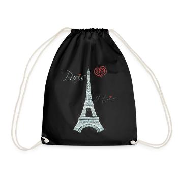 Eiffel Tower Bonjour Paris Love Bike Love from F - Drawstring Bag - black - Front
