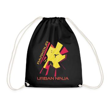 Parkour Jumping Over World Warning Jump Over Every - Drawstring Bag - black - Front