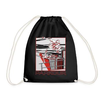 Parkour Warnung Über alles springen Laufen Springe - Turnbeutel - Schwarz - Vorne