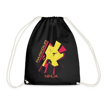 Ninja Parkour Jumping Building Freestyle City Runn - Drawstring Bag - black - Front