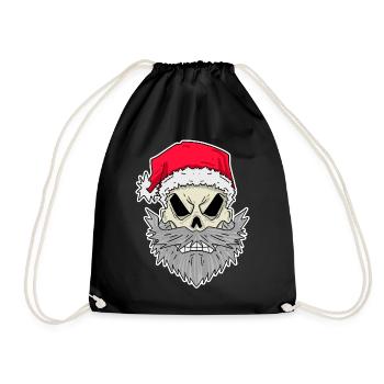 Weihnachtsmann Totenkopf - Turnbeutel - Schwarz - Vorne