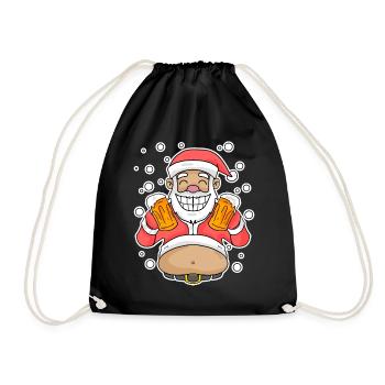Weichmachten Bier Weihnachtsmann - Turnbeutel - Schwarz - Vorne