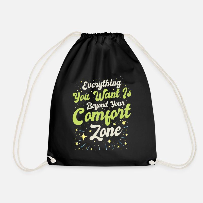 Meaningful Knowledge Motivator Comfort Zone - Drawstring Bag - black