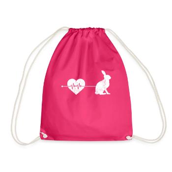 Rabbit heartbeat - Drawstring Bag - fuchsia - Front