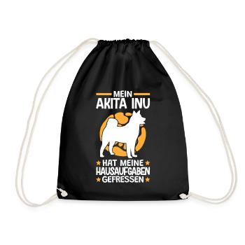 Mein Akita Inu hat meine Hausaufgaben gefressen - Turnbeutel - Schwarz - Vorne