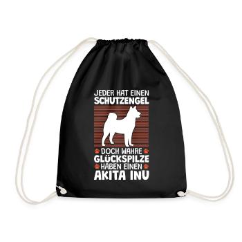 Akita Inu ist mein Schutzengel japanischer Spitz - Turnbeutel - Schwarz - Vorne
