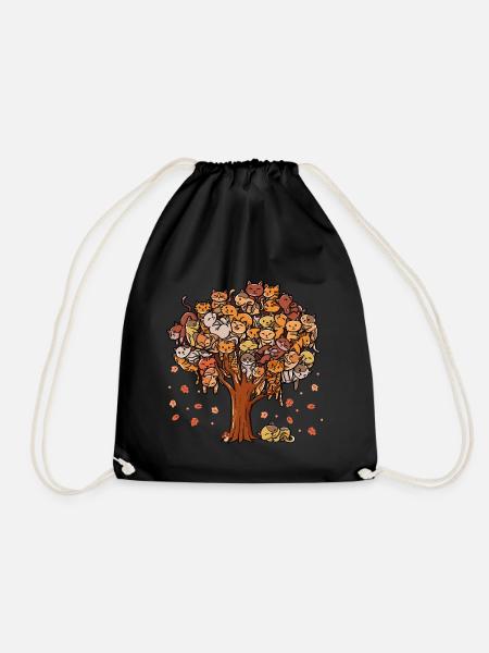 Chaton d’arbre d’automne Famille de chats Automne - Sac de sport léger - noir