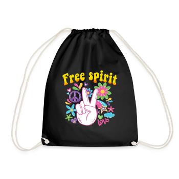 Hippie Geschenk Acidhead Flowerpower Hippi Hippy - Turnbeutel - Schwarz - Vorne