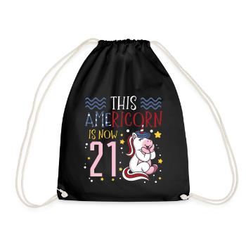 This Americorn is now 21 Unicorn Pony 4. - Drawstring Bag - black - Front