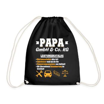 Papa GmbH & Co Leistungskatalog Vaterschaft Kinder - Turnbeutel - Schwarz - Vorne