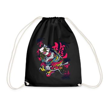 Samouraï Dragon Guerrier Ninja Fille Japonaise Ku - Sac de sport léger - noir - Devant