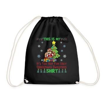 This Is My It's Too Hot For Ugly Christmas Sweater - Drawstring Bag - black - Front
