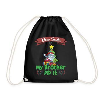 Cher Père Noël Mon frère l’a fait Frères et sœurs Noël - Sac de sport léger - noir - Devant
