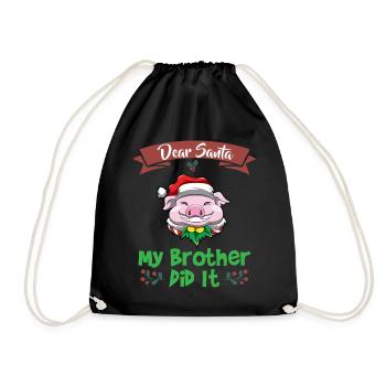 Cher Père Noël Mon frère l’a fait Frères et sœurs Noël - Sac de sport léger - noir - Devant