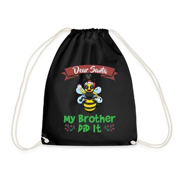Cher Père Noël Mon frère l’a fait Frères et sœurs Noël - Sac de sport léger - noir - Devant