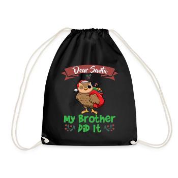 Cher Père Noël Mon frère l’a fait Frères et sœurs Noël - Sac de sport léger - noir - Devant