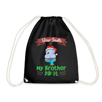 Cher Père Noël Mon frère l’a fait Frères et sœurs Noël - Sac de sport léger - noir - Devant