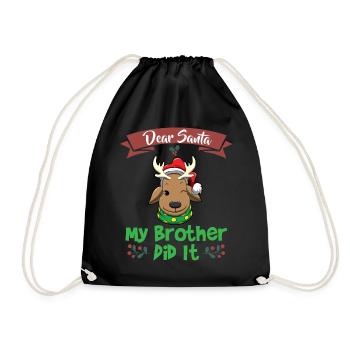 Cher Père Noël Mon frère l’a fait Frères et sœurs Noël - Sac de sport léger - noir - Devant